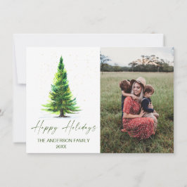 2フォトミニマルエレガントリストクリスマスツリーの挨拶 シーズンカード