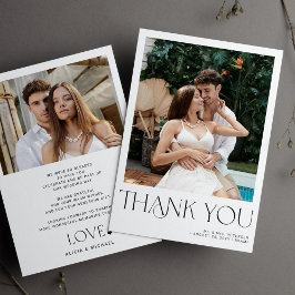 2フォトミニマルモダンタイポグラフィ結婚ズ サンキューカード