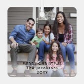 2フォトミニマルモダンリストブラック文字オーバーレイ メタルオーナメント (裏面)