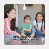 2フォトミニマルモダンリストブラック文字オーバーレイ メタルオーナメント (正面)