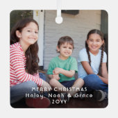 2フォトミニマルモダンリストホワイト文字 メタルオーナメント (正面)