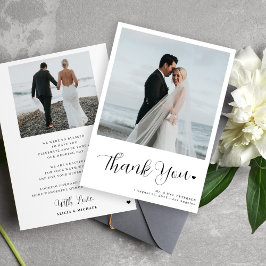 2フォトミニマル書道台本結婚の サンキューカード