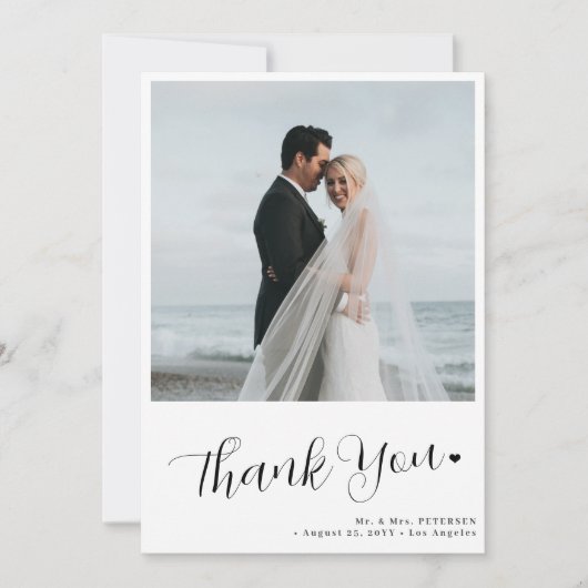 2フォトミニマル書道台本結婚の サンキューカード (正面)