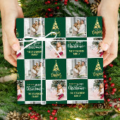 2フォトメリーエレガントクリスマス金ゴールドグリーン ラッピングペーパー