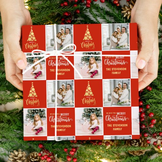 2フォトメリーエレガントクリスマス金ゴールド ラッピングペーパー