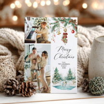 2フォトメリークリスマスウィンターシーン&ヤドリギ