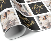 2フォトメリークリスマスハッピーニューイヤー金ゴールドスクリプト ラッピングペーパー (ロールコーナー)