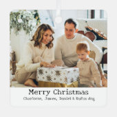 2フォトメリークリスマスパーソナライズされた メタルオーナメント (正面)