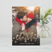 2フォトメリークリスマス金ゴールド輝く挨拶ホリ シーズンカード (スタンド正面)