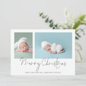 2フォトモダンコラージュベビー初めてのクリスマス シーズンカード (スタンド正面)