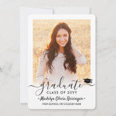 2フォトモダンシンプルスクリプエレガントト卒業 案内状 (正面)