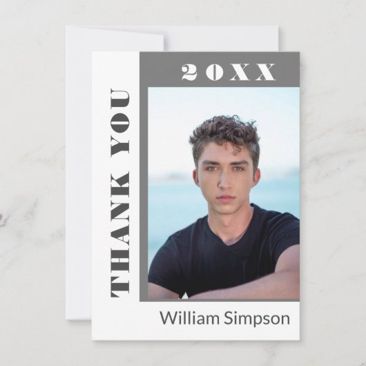 2フォトモダンシンプルミニマル卒業感謝してい サンキューカード (正面)