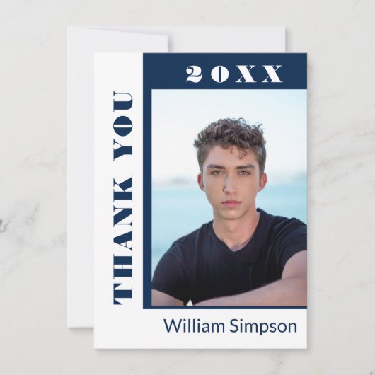 2フォトモダンシンプルミニマル卒業感謝してい サンキューカード (正面)