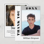 2フォトモダンシンプルミニマル卒業 サンキューカード (正面/裏面)