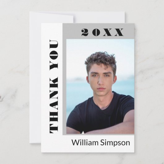 2フォトモダンシンプルミニマル卒業 サンキューカード (正面)