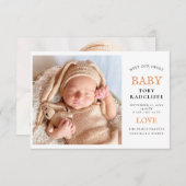 2フォトモダンベビー名と誕生の詳細 案内状 (正面/裏面)