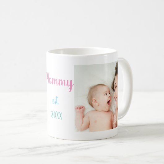 2フォトモンミーエスト日付カラーフォントタイポグラフィ コーヒーマグカップ (正面右)