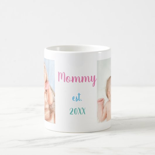 2フォトモンミーエスト日付カラーフォントタイポグラフィ コーヒーマグカップ (中央)