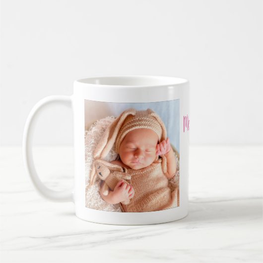 2フォトモンミーエスト日付カラーフォントタイポグラフィ コーヒーマグカップ (左)