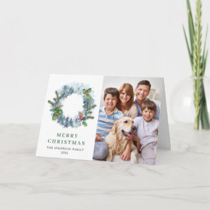 2フォトランドスケープリースクリスマスホリーベリー シーズンカード