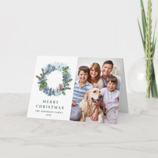 2フォトランドスケープリースクリスマスホリーベリー シーズンカード (正面)