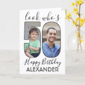 2フォトルック50誕生日写真 カード (黄色い花)