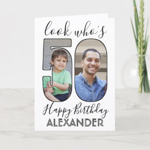 2フォトルック50誕生日写真 カード