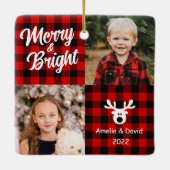 2フォトレッドプライド子供クリスマスセラミックオルナム セラミックオーナメント (裏面)