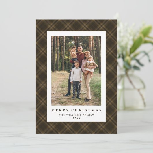 2フォトレトロクリスマスプレドタータンチェックグリーティング シーズンカード (スタンド正面)