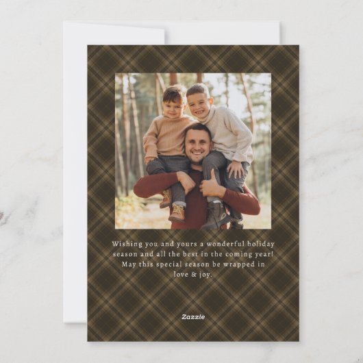 2フォトレトロクリスマスプレドタータンチェックグリーティング シーズンカード (裏面)