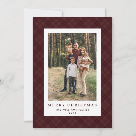 2フォトレトロクリスマスプレドタータンチェックグリーティング シーズンカード (正面)