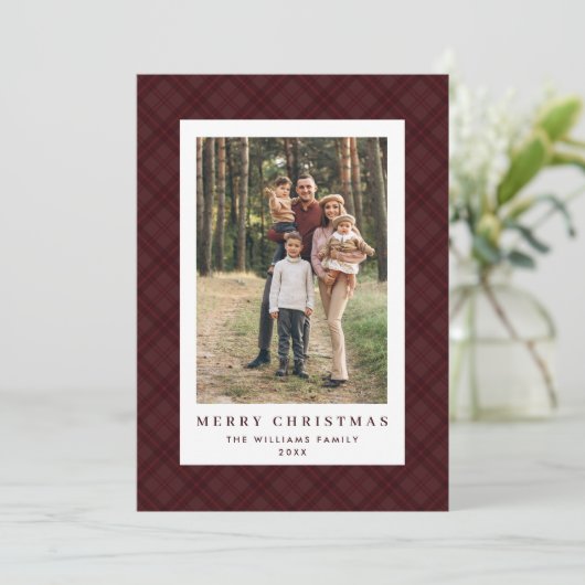 2フォトレトロクリスマスプレドタータンチェックグリーティング シーズンカード (スタンド正面)