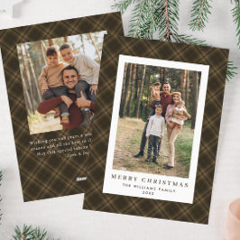 2フォトレトロクリスマスプレドタータンチェックグリーティング シーズンカード