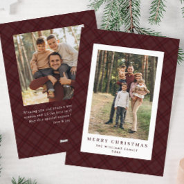 2フォトレトロクリスマスプレドタータンチェックグリーティング シーズンカード