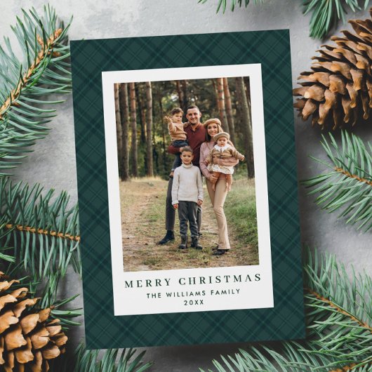 2フォトレトロクリスマスプレドタータンチェックグリーティング シーズンカード