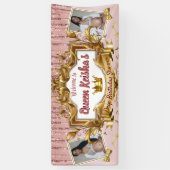  2フォトロイヤルティピンクローズ金ゴールドグリッタードリップ 横断幕 (縦)