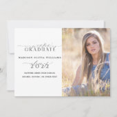 2フォト両親おめでとうシンプルスクリプトの卒業 招待状 (正面)