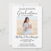 2フォト両親おめでとうシンプルスクリプトの卒業 案内状 (裏面)