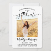 2フォト両親おめでとうシンプルスクリプトの卒業 案内状 (正面)