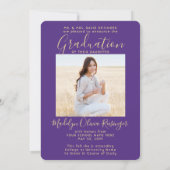 2フォト両親おめでとう紫と金ゴールド卒業 案内状 (裏面)