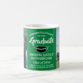 2フォト卒業おめでとうグリーンホワイトとブラック コーヒーマグカップ (中央)