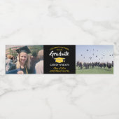 2フォト卒業おめでとうブラック金ゴールドイエロー ペットボトルラベル (シングルラベル)