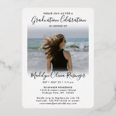 2フォト卒業お祝いモダンスクリプト 箔招待状 (裏面)