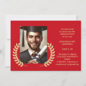 2フォト卒業コラージュのスクリプトレッド&金ゴールド 案内状 (裏面)