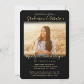 2フォト卒業パーティエレガントブラックと金ゴールド 招待状 (裏面)