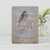 2フォト卒業パーティーシンプル文字白いオーバーレイ 招待状 (スタンド正面)