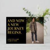 2フォト卒業パーティー招待状ジャーニー金ゴールドF 箔招待状 (立ち正面)