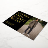 2フォト卒業パーティー招待状ジャーニー金ゴールドF 箔招待状 (回転した状態)