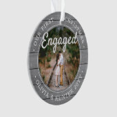 2フォト婚約初めてのクリスマスフェイクズグレーウッド オーナメント (正面)