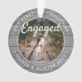 2フォト婚約初めてのクリスマスフェイクズグレーウッド オーナメント (正面)